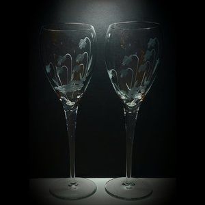 Etched Lily of the Valley Wine Glasses